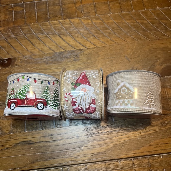 Celebrate It Other - Festive Holiday Ribbon Set - Village, Santa, Truck w/ Christmas Trees